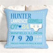 Boy Birth Announcement Throw Pillow