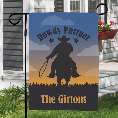 Personalized Cowboy Welcome Garden Flag