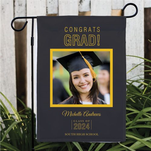 Personalized Congrats Grad Photo Garden Flag
