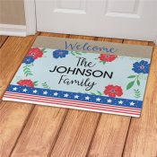 Personalized Patriotic Floral Doormat