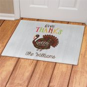 Personalized Give Thanks Gobble Gobble Doormat