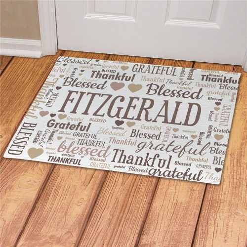 Personalized Grateful Thankful Blessed Tan Doormat