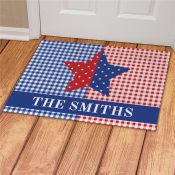 Personalized Patriotic Plaid Star Doormat