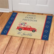 Personalized Patriotic Faith Family Freedom Truck Doormat