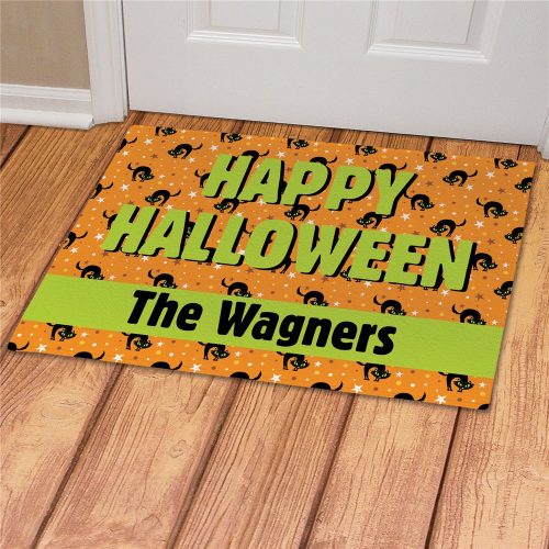 Personalized Happy Halloween Cats Doormat