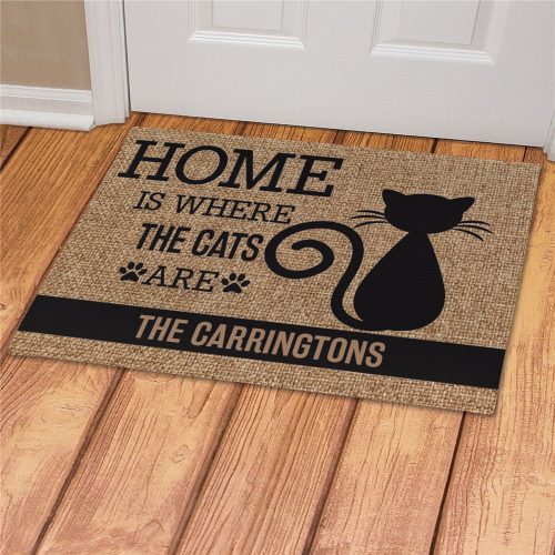 Personalized Home Is Where the Cats Are Doormat