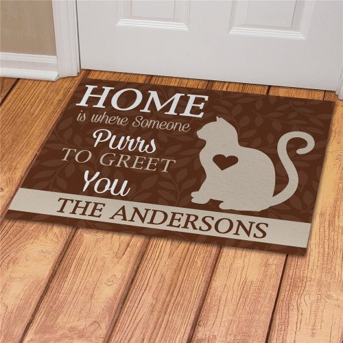 Personalized Home is Where Someone Purrs Doormat