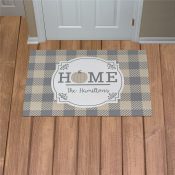 Personalized Home Pumpkin Plaid Doormat