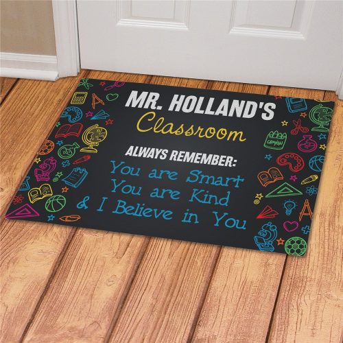 Personalized Colorful Classroom Doodles Doormat