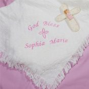 Embroidered God Bless Baby Girl Afghan