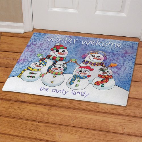 Personalized Snowman Family Doormat