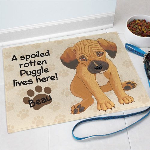 Personalized Puggle Spoiled Here Doormat