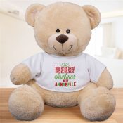 Personalized Striped Merry Christmas Teddy Bear