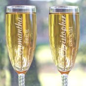 Engraved Bride and Groom Flute Set