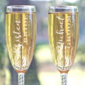 Engraved Bride and Groom Flute Set