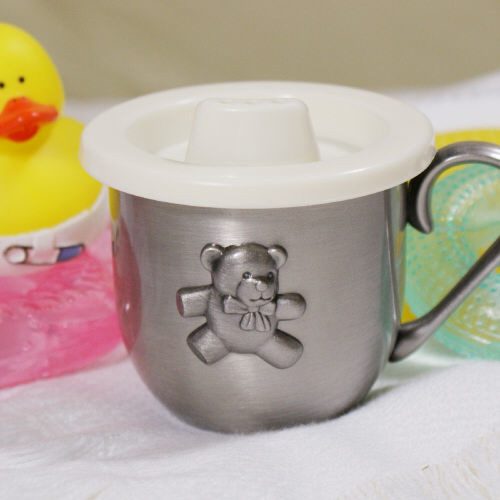 Personalized Teddy Bear Silver Baby Cup