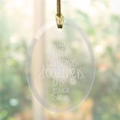 Engraved Our First Christmas Oval Glass Ornament