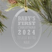 Engraved Glass Baby's First Christmas Ornament