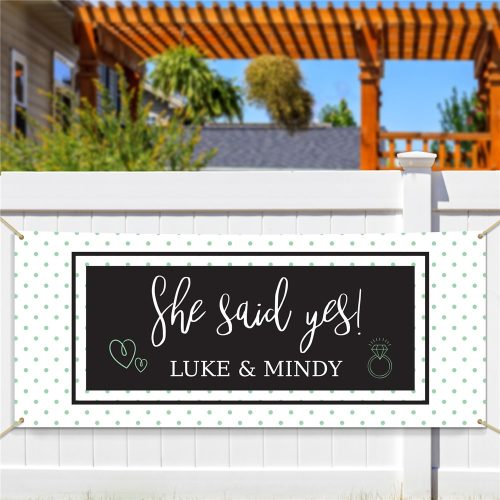 Personalized Polka Dot She Said Yes Banner