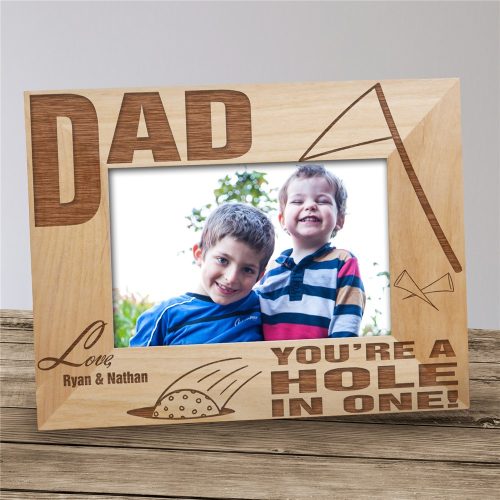 Personalized "A Hole In One" Golf Wood Picture Frame