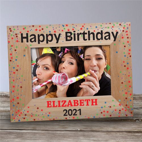 Personalized Happy Birthday Stars Wood Frame