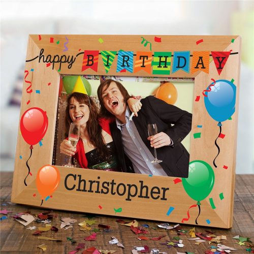 Personalized Happy Birthday Fun Confetti Wood Frame