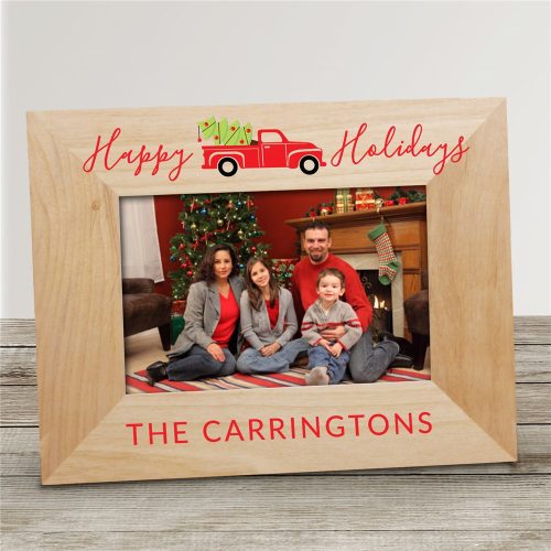 Personalized Happy Holidays Truck Wood Picture Frame