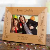 Engraved Happy Birthday Wood Picture Frame
