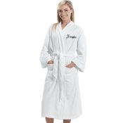 Embroidered Terry Cloth Velour Bathrobe