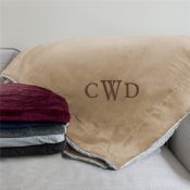 Embroidered Monogram Sherpa Blanket