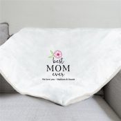 Embroidered Floral Best Mom Ever Sherpa Blanket