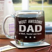 Engraved Most Awesome Parent Glass Mug