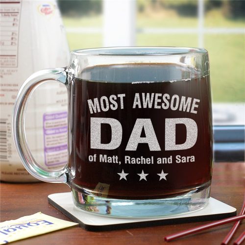 Engraved Most Awesome Parent Glass Mug