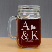 Engraved Couples Established Mason Jar