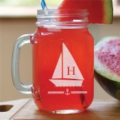 All Aboard Initial Mason Jar