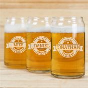 Engraved Groomsmen Beer Can Glass