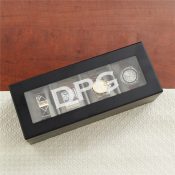 Engraved Initials Black Watch Box