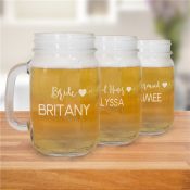 Engraved Bridal Party Mason Jar