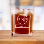 Engraved Monogram Wedding Party Rocks Glass