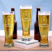 Engraved Monogram Bridal Party Pilsner Glass