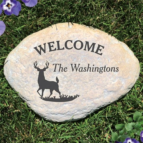 Engraved Deer Garden Stone