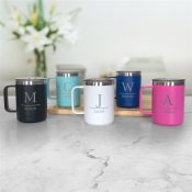 Engraved Initial Over Name Insulated Mug