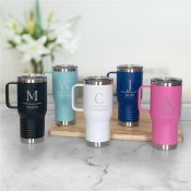 Engraved Initial Over Name Travel Mug