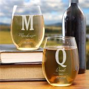 Personalized Family Initial Stemless Wine Glass