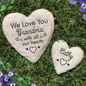 Engraved We Love You With All Of Our Hearts Heart Garden Stone