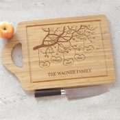 Engraved Family Tree With Hearts Large Cutting Board