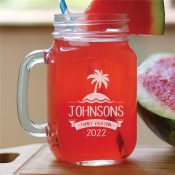 Engraved Family Vacation Mason Jar