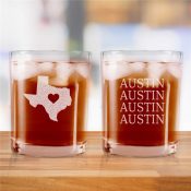 Engraved Family State Pride Rocks Glass Set