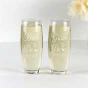 Engraved Bride & Groom To Be Stemless Flute Set