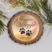Personalized In Loving Memory Watercolor Background Wood Round Ornament